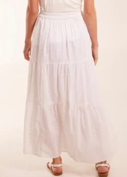 Blue Vanilla White Broderie Detail Maxi Skirt