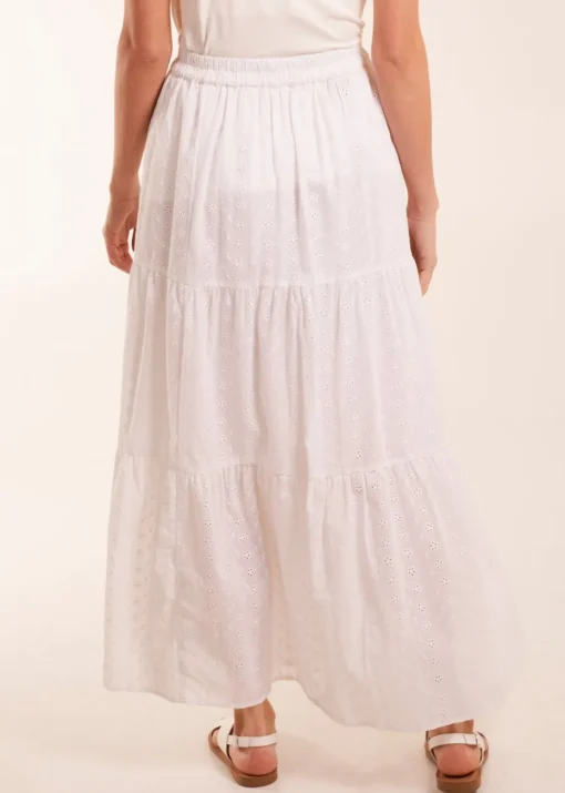 Blue Vanilla White Broderie Detail Maxi Skirt