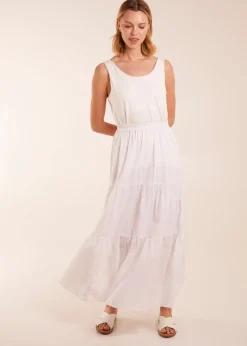 Blue Vanilla White Broderie Detail Maxi Skirt