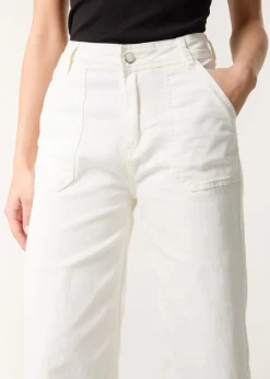 Blue Vanilla White Cropped Wide Leg Denim Jeans