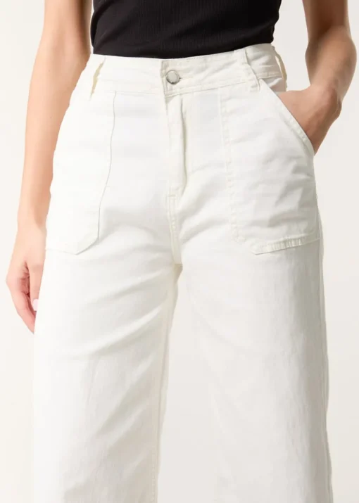 Blue Vanilla White Cropped Wide Leg Denim Jeans