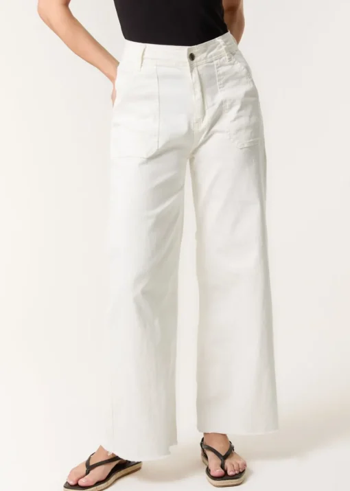 Blue Vanilla White Cropped Wide Leg Denim Jeans