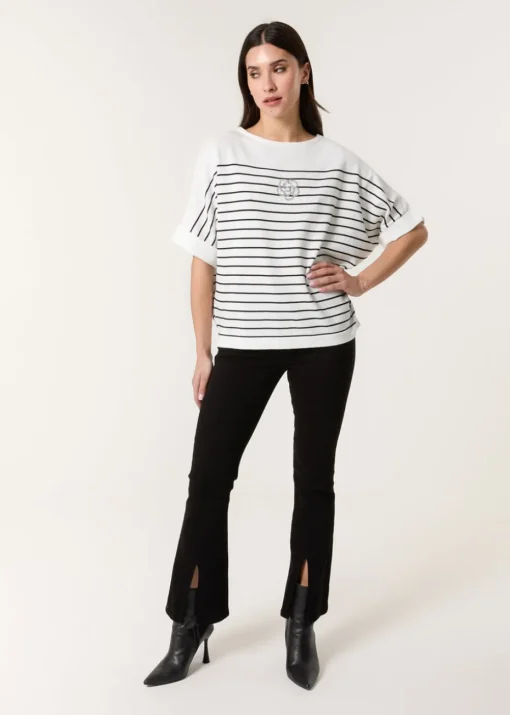 Blue Vanilla White Top With Horizontal Stripe