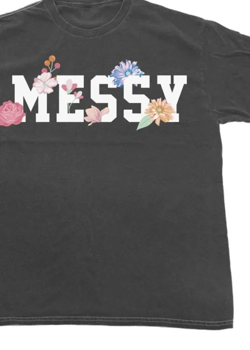 Brands In Messy Flowers Charcoal Washed Boyfriend Fit T-Shirt