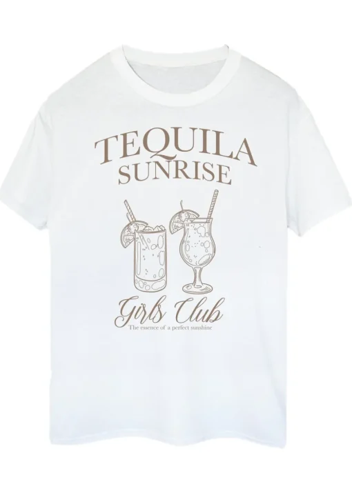 Brands In Tequila Sunrise Girls Club White Boyfriend Fit Graphic T-Shirt