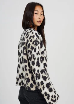 Brave Soul Camel Button Through Animal Print Jacquard Knit Cardigan