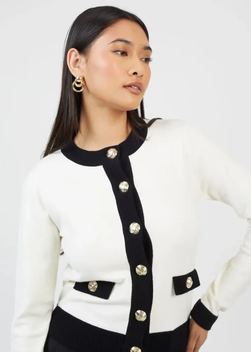 Brave Soul Cream Classic Round Neck Cardigan