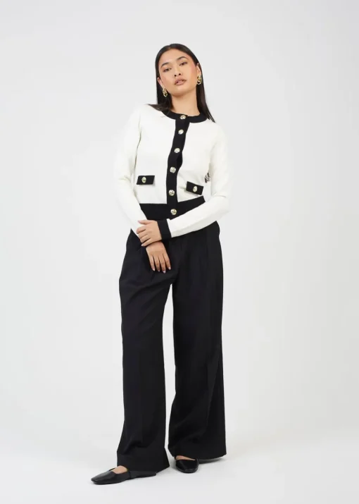 Brave Soul Cream Classic Round Neck Cardigan