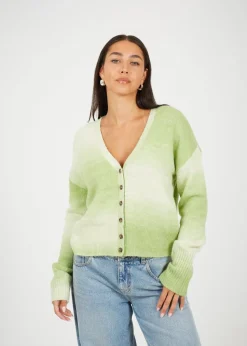 Brave Soul Green Button Through Space Dye Cardigan