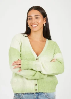 Brave Soul Green Button Through Space Dye Cardigan