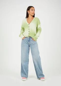 Brave Soul Green Button Through Space Dye Cardigan