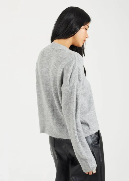 Brave Soul Grey Button Through Soft Knit Cardigan