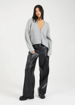 Brave Soul Grey Button Through Soft Knit Cardigan