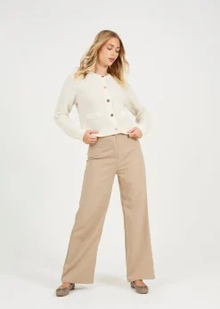 Brave Soul Ivory Button Through Boucle Cardigan