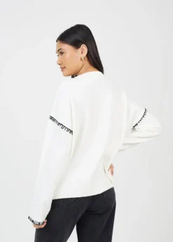 Brave Soul Ivory Contrast Stitch Button Through V-neck Cardigan