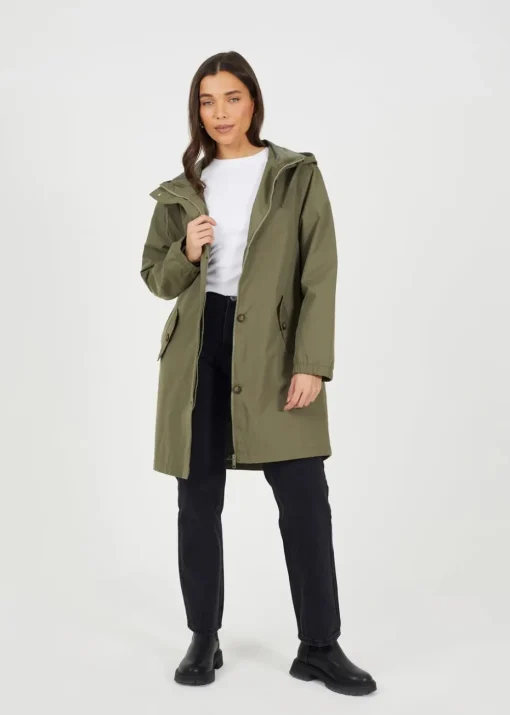 Brave Soul Khaki Lightweight Parka Style Hooded Jacket