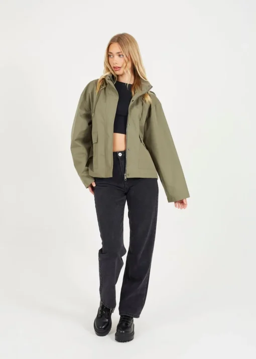 Brave Soul Khaki Short Coated Jacket