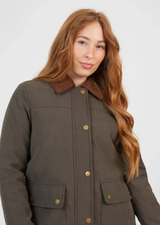 Brave Soul Khaki Twill Jacket with Cord Collar