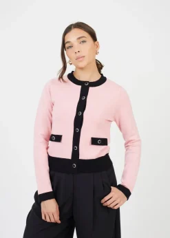 Brave Soul Pink Classic Round Neck Cardigan