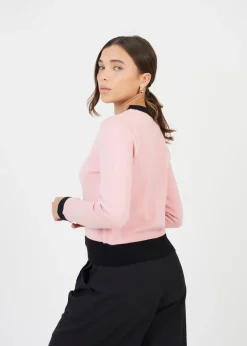 Brave Soul Pink Classic Round Neck Cardigan