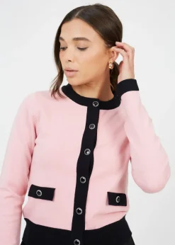 Brave Soul Pink Classic Round Neck Cardigan