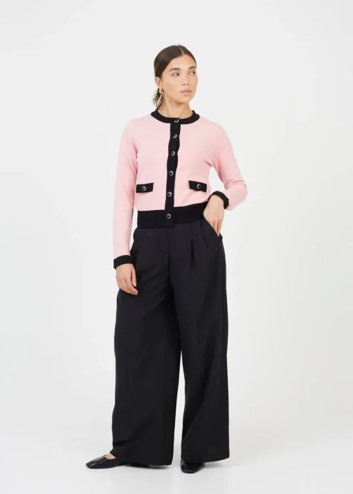 Brave Soul Pink Classic Round Neck Cardigan
