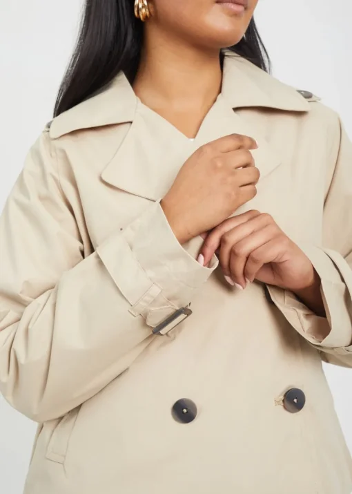 Brave Soul Stone Double Breasted Short Trench Coat