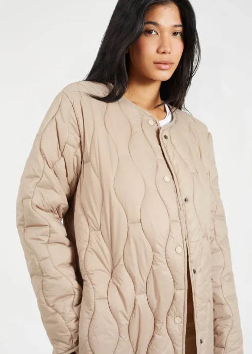 Brave Soul Stone Longline Quilted Jacket