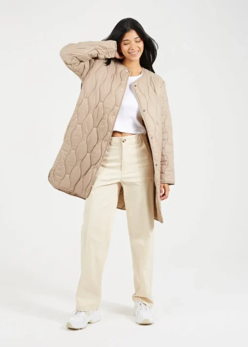 Brave Soul Stone Longline Quilted Jacket