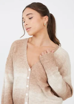 Brave Soul Tan Button Through Space Dye Cardigan
