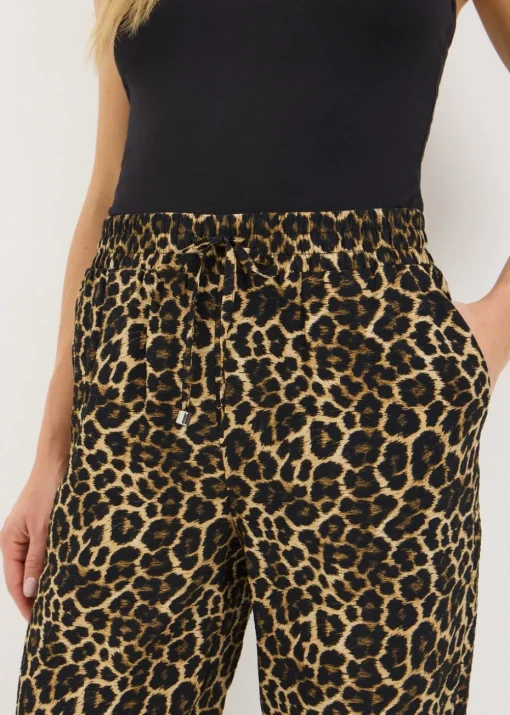 Brown Animal Print Tapered Trousers