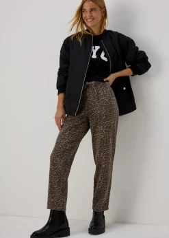 Brown Animal Print Utility Jogging Bottoms