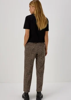 Brown Animal Print Utility Jogging Bottoms