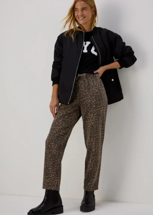 Brown Animal Print Utility Jogging Bottoms