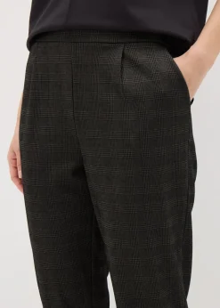 Brown Check Ponte Tapered Trousers