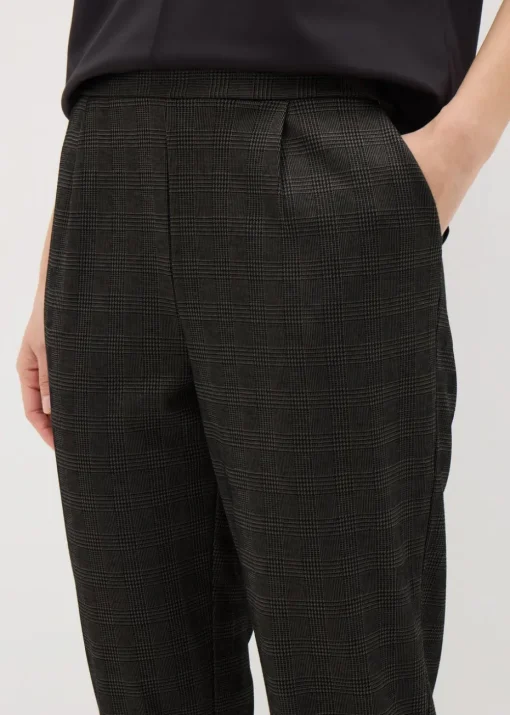Brown Check Ponte Tapered Trousers