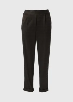 Brown Check Ponte Tapered Trousers