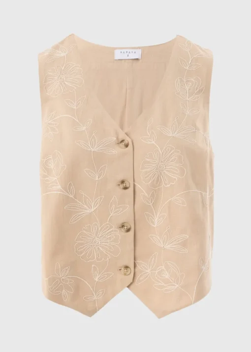Brown Embroidered Waistcoat