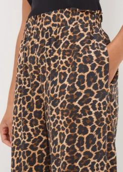 Brown Leopard Print Cropped Trousers
