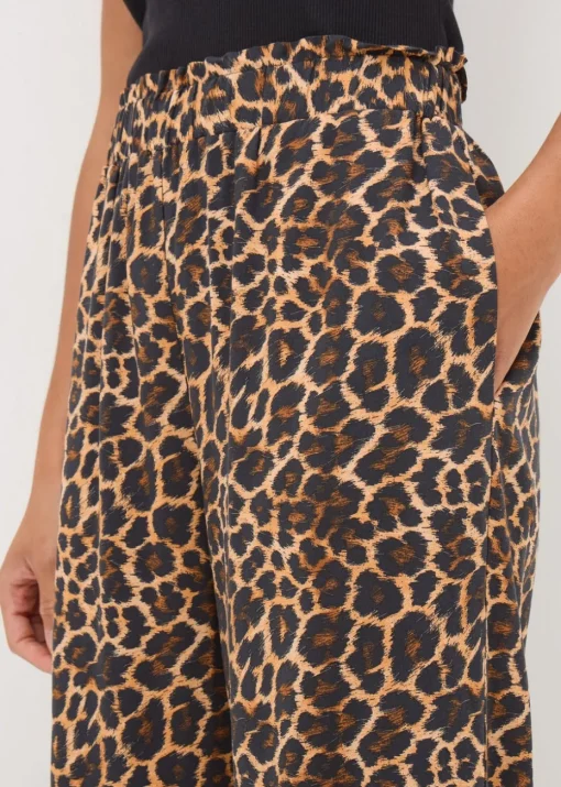 Brown Leopard Print Cropped Trousers