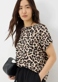Brown Leopard Print Pocket Box Top