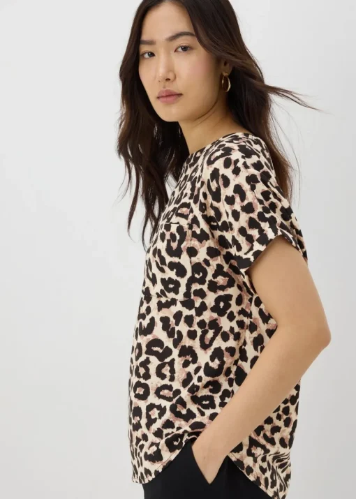 Brown Leopard Print Pocket Box Top