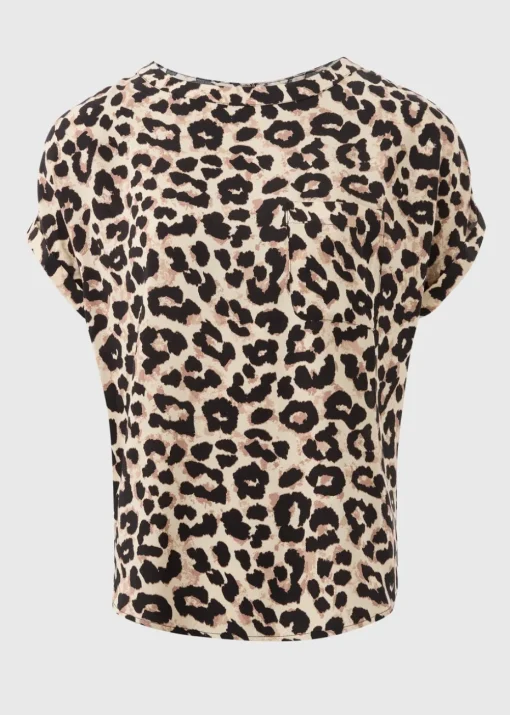 Brown Leopard Print Pocket Box Top