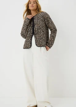 Brown Leopard Print Quilted Jacket