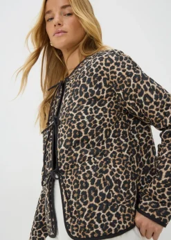 Brown Leopard Print Quilted Jacket