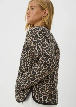 Brown Leopard Print Quilted Jacket