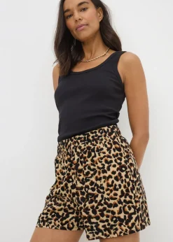 Brown Leopard Print Shorts