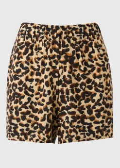 Brown Leopard Print Shorts