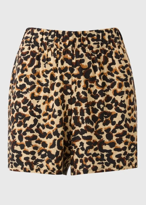 Brown Leopard Print Shorts