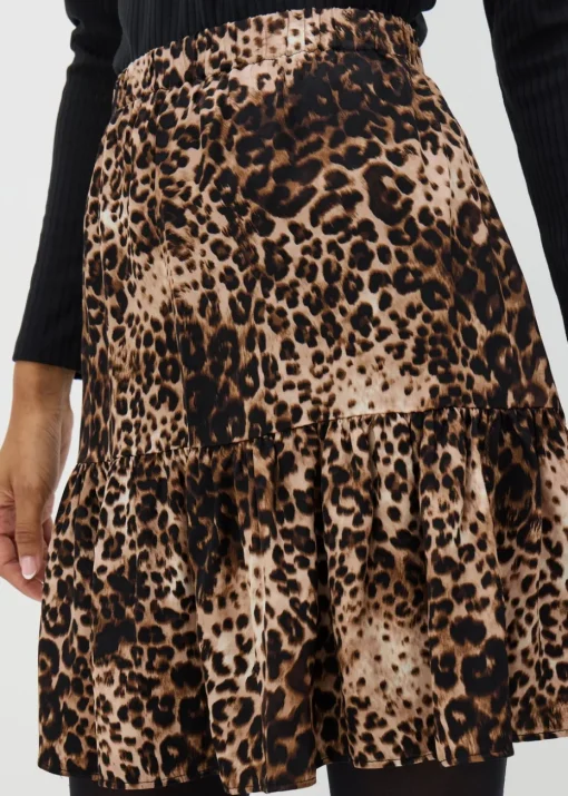 Brown Leopard Tiered Mini Skirt